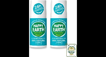2 x Happy Earth – Deodorant Roll-On – 100% Natuurlijk Cedar Lime – 75 ml - Wasstrips - Natuurlijke Deodorant - Cedar Lime - Roll-on Deodorant - Geur Ceder En Limoen - Gevoelige Huid
