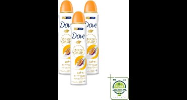 3 x Dove – Deodorant Spray – Passion Fruit – 250 ml - Grootverpakking - Vaatwasstrips - Passievrucht Deodorant - Frisse Geur - Oksel Verzorging - Transpiratiegeur - Mild Voor Huid