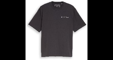 Tom Tailor Denim - T-shirt met relaxte pasvorm en print op de rug - Maat L - coal grey