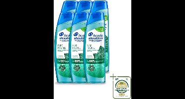 6 x Head & Shoulders – Shampoo – Pure Intense Kalmeert Jeuk – 250 ml - Wasstrips - Anti-roos Shampoo - Shampoo Bij Jeukende Hoofdhuid - Pepermunt Shampoo - Jeuk Kalmeren - Roosvrij Haar