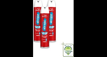 3 x Wella – New Wave Rock’n Hold Ultra Strong – Haarspray – 250 ml - Grootverpakking - Vaatwasstrips - Haarspray - Stevigheid - UV Bescherming - Vochtbestendig - Langdurige Fixatie