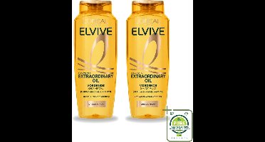 2 x L’Oréal Paris Elvive – Shampoo – Extraordinary Oil – Dun & Droog Haar – 250 ml - Grootverpakking - Vaatwasstrips - Droog Haar - Intensieve Verzorging - Marula-olie - Camellia-olie - Haarvoeding