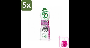 5 x Cif Cream Pink Flower - Schuurmiddel - Tegen Hardnekkig Vuil - Frisse Bloemengeur - 750 ml - Bulkverpakking - Schoonmaken - Douchemop - Reinigen