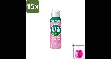15 x Happy Earth – Deodorant Spray – 100% Natuurlijk Lavender Ylang – 100 ml - Bulkverpakking - Natuurlijke deodorant spray - Douchemop - Luchtdeodorant