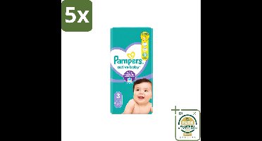 5 x Pampers – Luiers – Active Baby Maat 3 – 54 Luiers - Wasstrips - Baby Luiers - Droge Nachten - Luchtdoorlatende Luiers - Vocht Absorberende Luiers - Baby Droogte