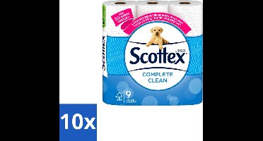 10 x Page Scottex – Toiletpapier – Complete Clean 2-laags – 9 rollen - Voordeelverpakking - 10 stuks