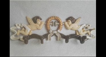 Gietijzeren kapstokje van engeltjes (4 wandhaken) - engel - gietijzer