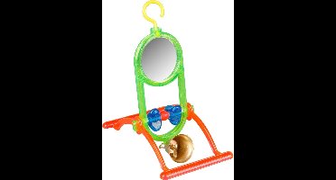 Flamingo Vogelspeelgoed Spiegel met Bel - Multicolor - 12 x 7 x 16.5 cm
