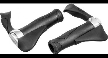 Handvatpaar Ergotec MF2 large kraton / aluminium 130+130 mm - zwart