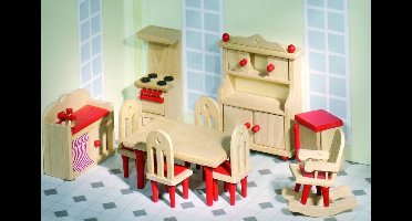 Goki Houten poppenhuis keuken 11-delig