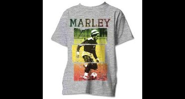 Bob Marley - Football Text Heren T-shirt - L - Grijs