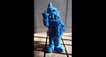 Fuck You Kabouter met opgestoken middelvinger (33CM) Blauw