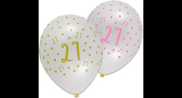 Ballonnen 21 Jaar Pink/Gold Chic (6st)