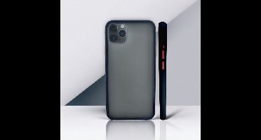 Hoesje Geschikt voor Apple iPhone 11 pro TPU back cover kleur grijs/zwart met roze knoppen + gratis screenprotector
