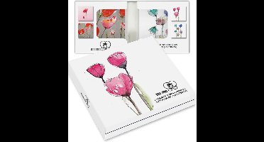 Kaartenmapje Petit Paris -Roze bloemen
