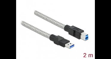 Delock USB 3.2 Gen 1 Cable Type-A male to Type-B male with metal jacket 2 m