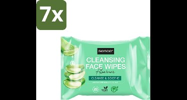 7 x Sence - Aloë Vera - Gezichtsreinigingsdoekjes - Verzachtend - 20 Doekjes - Gezichtsreinigingsdoekjes Aloë Vera - Reinigingsdoekje Aloë Vera - Gezichtsreiniging Aloë Vera - Doekjes Voor Gezicht - Gezichtsdoekje Aloë Vera