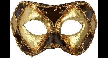 Colombina Schaakbord Goud Leer Stucwerk - Venetiaanse Masker - Venetiaans carnavalsmasker