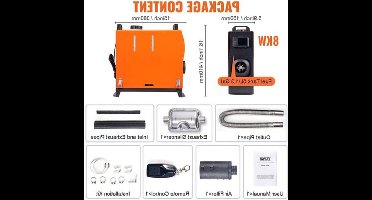 Diesel Luchtverwarmer - Standkachel - Auto verwarming - Parkeer Heater - 12V Diesel Heater - 8KW - met LCD Scherm - en Afstandsbediening - voor Auto - Vrachtwagen - Boot - Camper