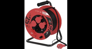 Kabelhaspel Emos H05 IP44 3x1,5qmm - 25 meter - 4 stopcontacten - Olie & Weersbestendig - Slijtvast - Rubber