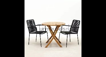 Tuinset Vita Luxor zwart stapelbaar met Milton rond 80