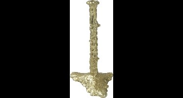 Ptmd - Gouden metalen kandelaar 38 cm - aluminium gold finish 38 cm