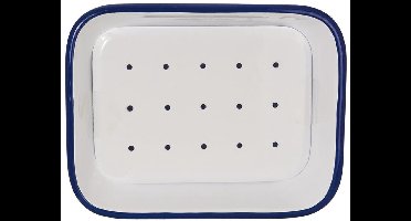 Tade Zeepbakje email met uitlekschaaltje wit/blauw 1 Stuks
