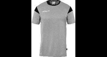 Uhlsport Squad 27 Shirt Korte Mouw Kinderen - Donkergrijs Gemeleerd / Zwart | Maat: 116