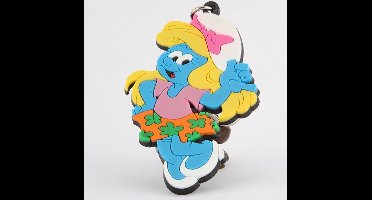 Smurfin dansend - sleutelhanger flexibel rubber - eenzijdig bedrukt - Schleich - 8cm