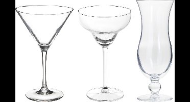 Cocktailglazen set - blue hawaii/martini/margarita glazen - 12x stuks