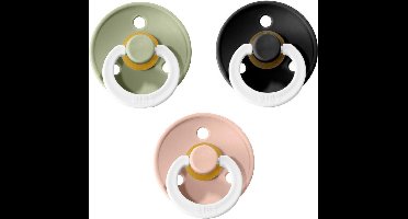 BIBS Fopspeen - Glow in the dark Sage, Black en Blush - Maat 0-6 maanden - Set van 3