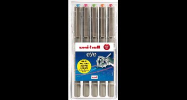 Uni-ball rollerpen set Super Ink Eye 0,7 mm 5 kleuren medium.