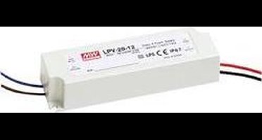 Mean Well LPV-20-12 LED-transformator Constante spanning 20 W 0 - 1.67 A 12 V/DC Niet dimbaar, Overbelastingsbeschermin