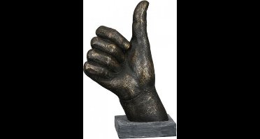 sculptuur duimen omhoog - duimen - 8x14x22 cm - brons en grijs - geslaagd beeld - top gedaan cadeau - jij bent de beste