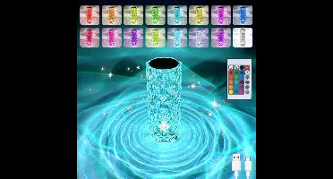 GELLDG LED-bureaulamp - Kristallen bedlamp - Draadloze touch - Met afstandsbediening - RGB-kleurveranderend nachtlampje - 400 mAh-batterij - 16 kleuren - Geschikt voor slaapkamer, woonkamer en dates