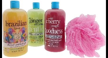 Treaclemoon Set met 3 verschilldende douche & Puff Spons – Luxe Badset | Verwen Cadeauset | Wellness Geschenk voor Iedereen