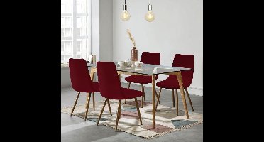 Stoelhoezen- Stoelbeschermers- vuilafstotend- modern- aanpasbaar-keukenstoelen- bordeauxrood