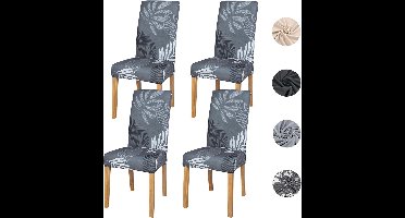 Stoelhoezen-Stoelbeschermers-set van 4-grijs-blad-c