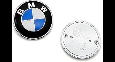 BMW Embleem - Logo voor Kofferbak/Motorkap - 2 pinnen - 74 mm | Geleverd met GlobalLife Webshop bundel Sticker