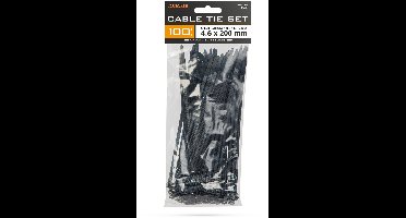 100x Kabelbinders Zwart 200 X 4,6 Mm – Nylon 66 Zelfsluitende Cable Ties – Sterke Tie Wraps Voor Kabelbundeling En Montage – Zwarte Kabelbandjes Voor Installatie En Elektronica – 100 Stuks Per Verpakking [05419]