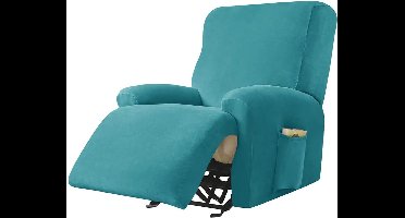 Stoelhoes - 1 stuk - 76,2D x 68,6B x 101,6H centimeter - Eenvoudige fluwelen elastische - Antislip - stof - Effen - Machinewas - Kleur : Turkoois