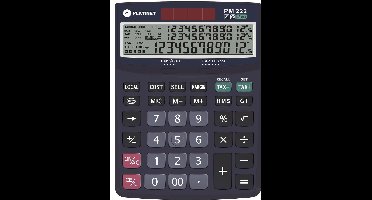 Platinet PMC222TE Bureaucalculator - rekenmachine 12 cijfers max. 3 lijnen, tax functie en zonneenergie