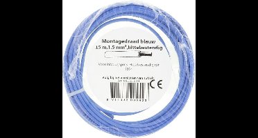Montagedraad hittebestendig 1x1,5 mm² - 5 mtr | Blauw