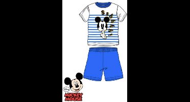 Mickey Mouse pyjama - wit - blauw - maat 128 / 8  jaar