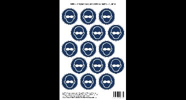 Pictogram sticker M007 - Dragen van opaak bril verplicht - 50 x 50mm - 15 stickers op 1 vel