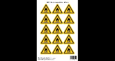 Pictogram sticker W021 - Ontvlambare stoffen - Δ50mm - 15 stickers op 1 vel