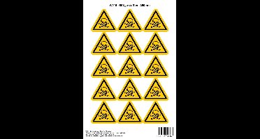 Pictogram sticker W016 - Giftige stoffen - Δ50mm - 15 stickers op 1 vel