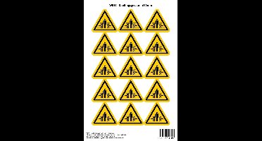 Pictogram sticker W019 - Knellingsgevaar - Δ50mm - 15 stickers op 1 vel