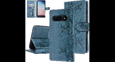 UNIQ Accessory Turquoise Slangenleer hoesje voor Galaxy S10 - Book Case