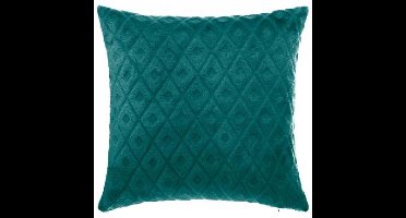 Sierkussen Anaïs - blauw/groen - imitatiebont met 3D motief - 40 x 40 cm